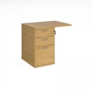 Image of Desk high 3 drawer pedestal 600mm deep with 800mm flyover top - oak