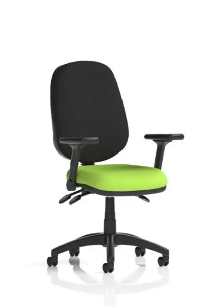 Image of Eclipse Eclipse Plus III Lever Task Operator Chair Bespoke Colour Seat Myrrh Green With Height Adjustable And Folding Arms KCUP1767