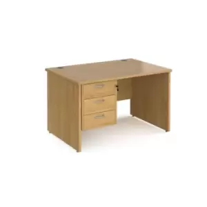 Image of Office Desk Rectangular Desk 1200mm With Pedestal Oak Top And Panel End Leg 800mm Depth Maestro 25 MP12P3O