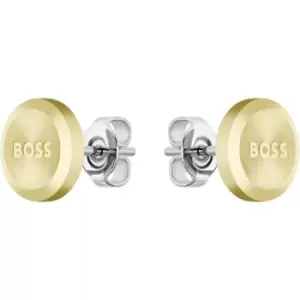 Image of Gents BOSS Yann Light Yellow Gold IP Circle Earrings