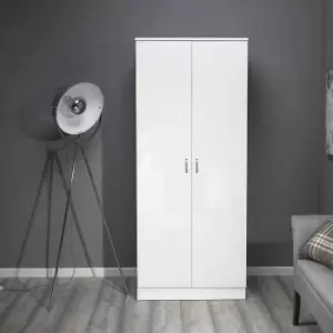 Image of FWStyle White Gloss Modern 2 Door Wardrobe