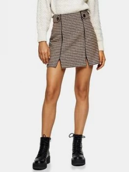 Image of Topshop Check Binding Mini Skirt - Cream