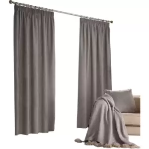 Image of Furn Harrison Pencil Pleat Faux Wool Curtains (Pair) (168x183cm) (Grey) - Grey