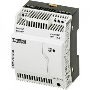 Image of Phoenix Contact STEP-PS/1AC/24DC/2.5 Rail mounted PSU (DIN) 24 V DC 2.75 A 60 W 1 x