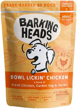 Image of Pet Food UK Barking Heads Bowl Lickin' Chicken Dog Food 10 x 300g