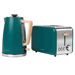 Image of Salter Teal Wood Kettle And Toaster Bundle Combo-7999