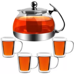 Image of Tea Pot Glass 1.2L incl. Tea Glasses 4Pcs