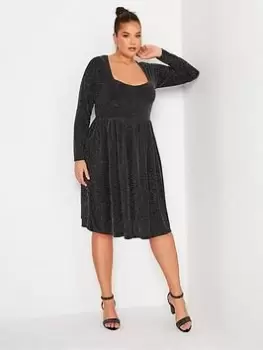 Image of Yours Sweetheart Brillo Dress Silver, Black, Size 20, Women