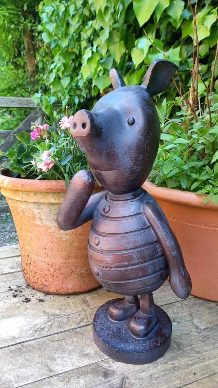Image of Inspirational Gifting Piglet Garden Sculpture Ornament Decor Statue Large in Bronze Bronze Unisex