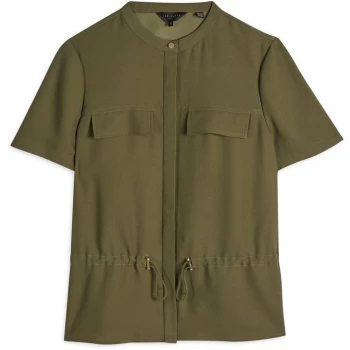 Image of Ted Baker Anjyo Draw-Cord Waist Utility Shirt - KHAKI