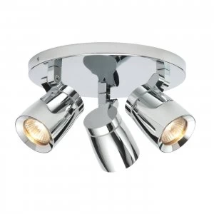 Image of 3 Light Bathroom Adjustable Spotlight Chrome, Clear Glass IP44, GU10