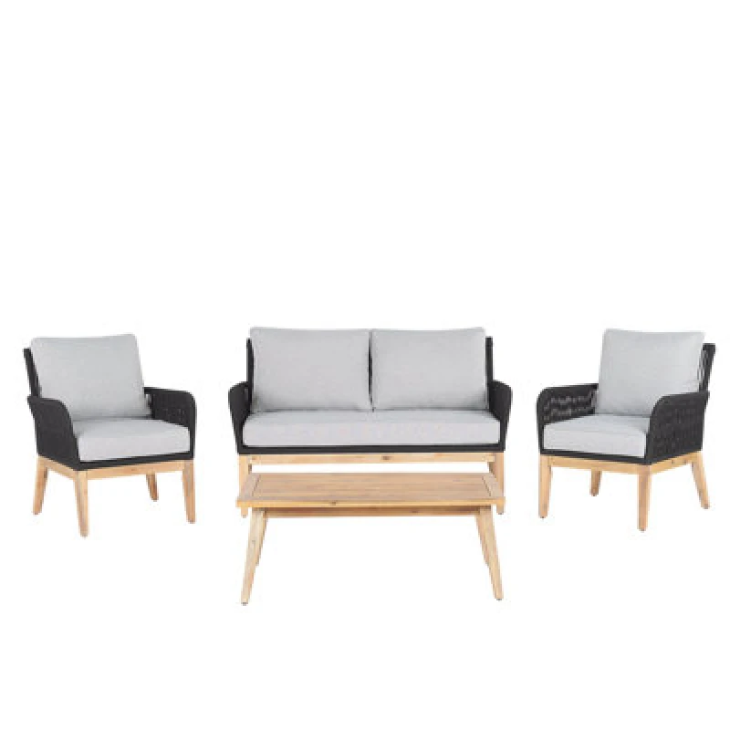 Image of Beliani Garden Lounge Set With Table 4 Seater Merano Acacia Wood Grey