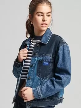 Image of Superdry Vintage Tonal Trucker Jacket - Houston Mid Vintage, Multi, Size 8, Women