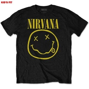 Image of Nirvana - Yellow Smiley Kids 3 - 4 Years T-Shirt - Black