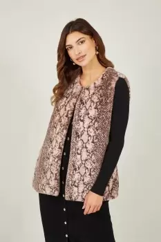 Image of Pink Snake Print Faux Fur Gilet