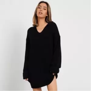 Image of I Saw It First Collared Knit Dress - Black