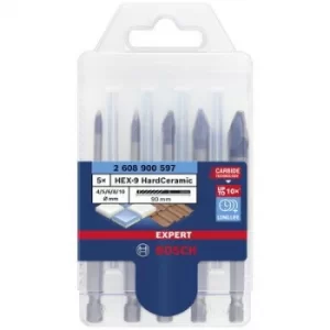 Image of Bosch Accessories EXPERT HEX-9 HardCeramic 2608900597 Tile drill bit set 5 Piece 4 mm, 5 mm, 6 mm, 8 mm, 10 mm Hex shank 5 pc(s)