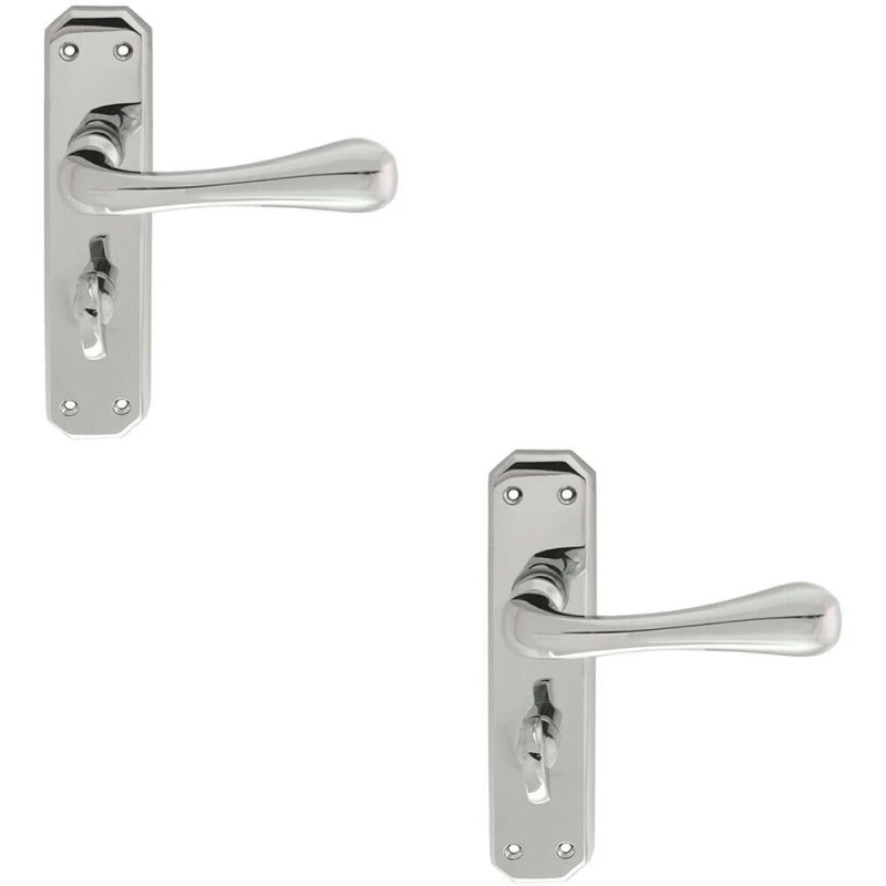 Image of Loops 2x PAIR Heavy Duty Lever on Angular Bathroom Backplate 180 x 40mm Chrome Multi