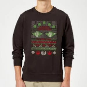 Image of Star Wars Merry Christmas I Wish You Knit Christmas Sweatshirt - Black