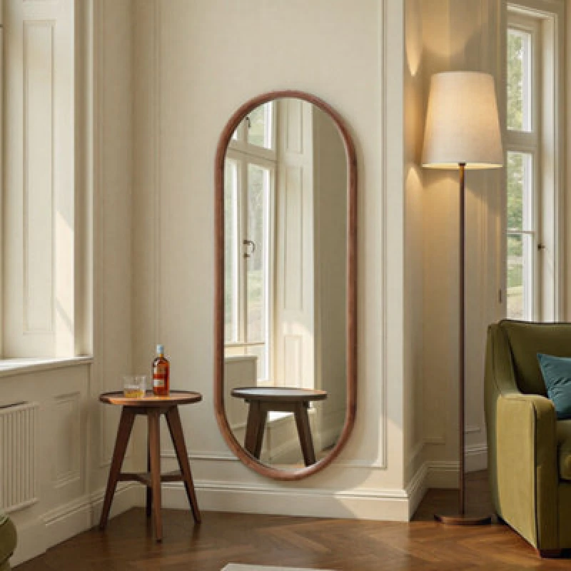 Image of Yearn Mirrors Yearn Mirrors Quebec Walnut Full Length Oval Mirror Walnut One Size Unisex 0716053067616