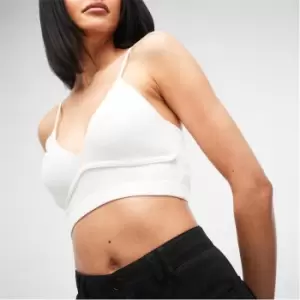 Image of Missguided Underbust Detail Rib Knit Crop Top - White