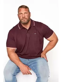 Image of BadRhino Essential Tipping Polo Shirt - Burgundy, Size 7-8Xl, Men