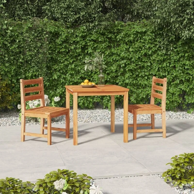 Image of vidaXL 3 Piece Garden Dining Set Solid Wood Teak, Brown 3157177