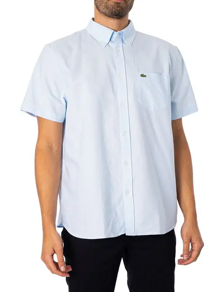 Image of Lacoste Regular Logo Short Sleeved Shirt Light Blue S