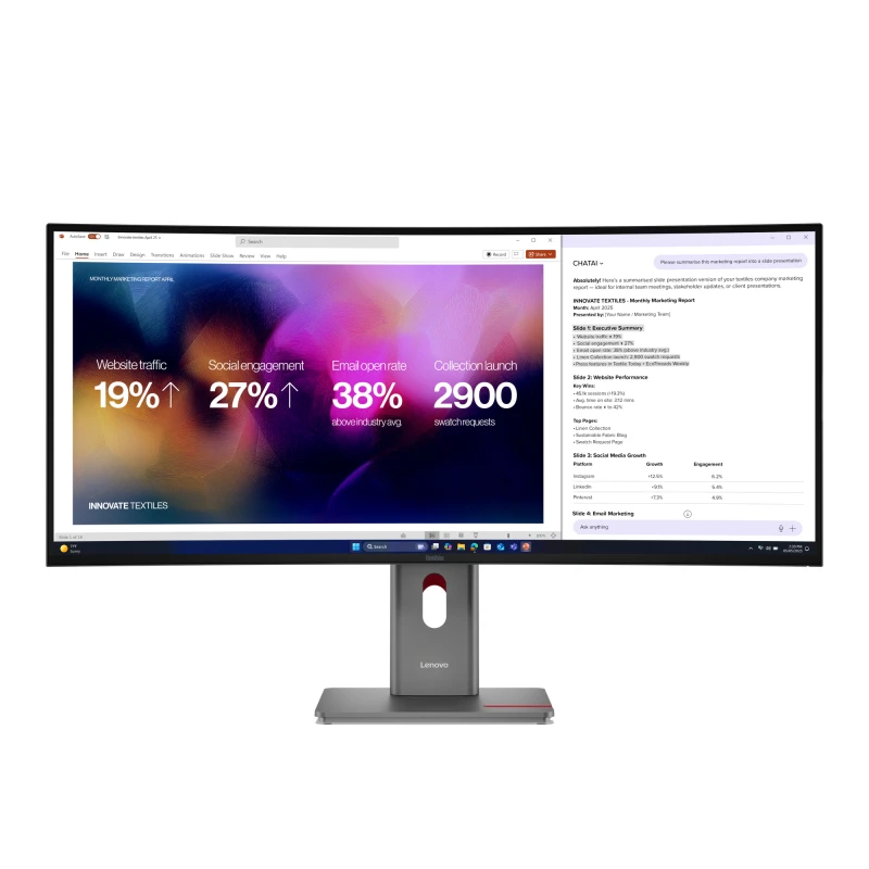 Image of Lenovo ThinkVision P40WD-40 40" 5K Curved Monitor 64B4GAT1UK