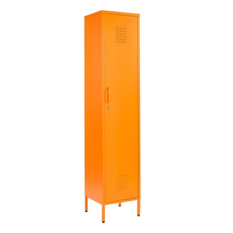 Image of Moderna Orange Metal Locker Cabinet, Tall 3 Shelf, 1 Door for Home or Office Orange Unisex