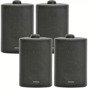 Image of 4x 5.25" 90W Black Outdoor Rated Garden Wall Speakers Wall Mounted 8Ohm & 100V