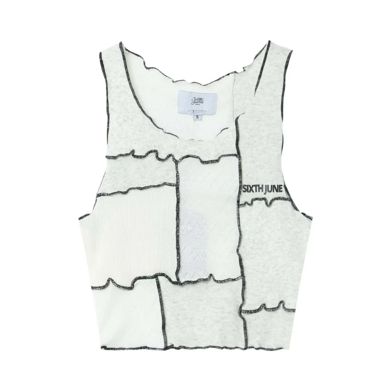 Image of Sixth June Womens crop top T-Shirt Sixth June Mix Fabrics Blanc Female S