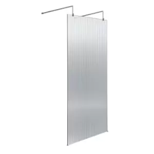 Image of Hudson Reed 800mm Fluted Wetroom Screen With Arms & Feet - Polished Chrome