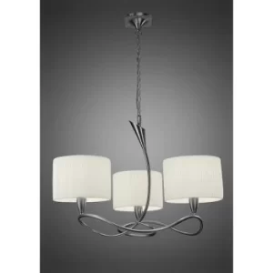 Image of Lua pendant light 3 bulbs E27, satin nickel with white lampshades