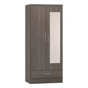 Image of Seconique Nevada Mirrored 2 Door Wardrobe - Black Wood Grain