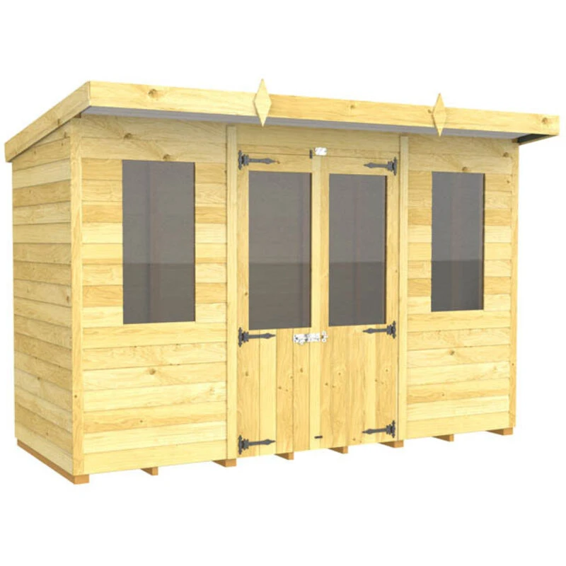 Image of Flat Pack Sheds DIY Sheds 10 x 4 Pent Summer House, Brown 10X4PSHFF