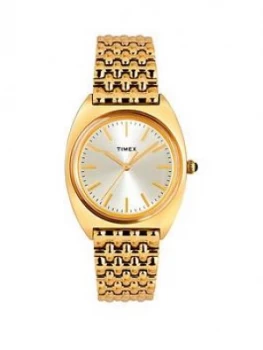 Image of Timex Timex Milano Champagne And Gold Detail Sunray Dial Gold Stainless Steel Bracelet Ladies Watch