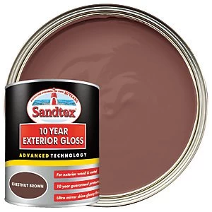Image of Sandtex 10 Year Exterior Gloss Paint - Chestnut Brown 750ml