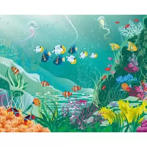 Image of Origin Murals Urban City Skyscrapers Jade Green Wall Mural - 3 x 2.4m