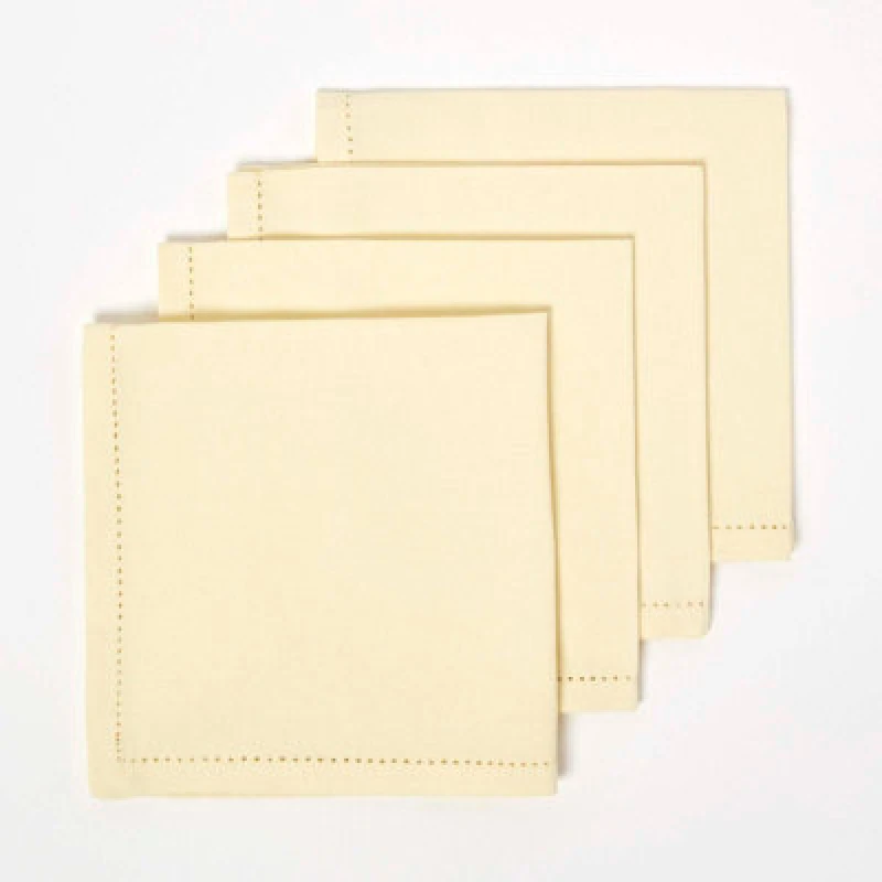Image of Homescapes Cotton Fabric 4 Napkins Set Cream