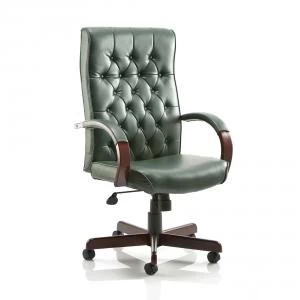 Image of Trexus Chesterfield Executive Chair With Arms Leather Green Ref