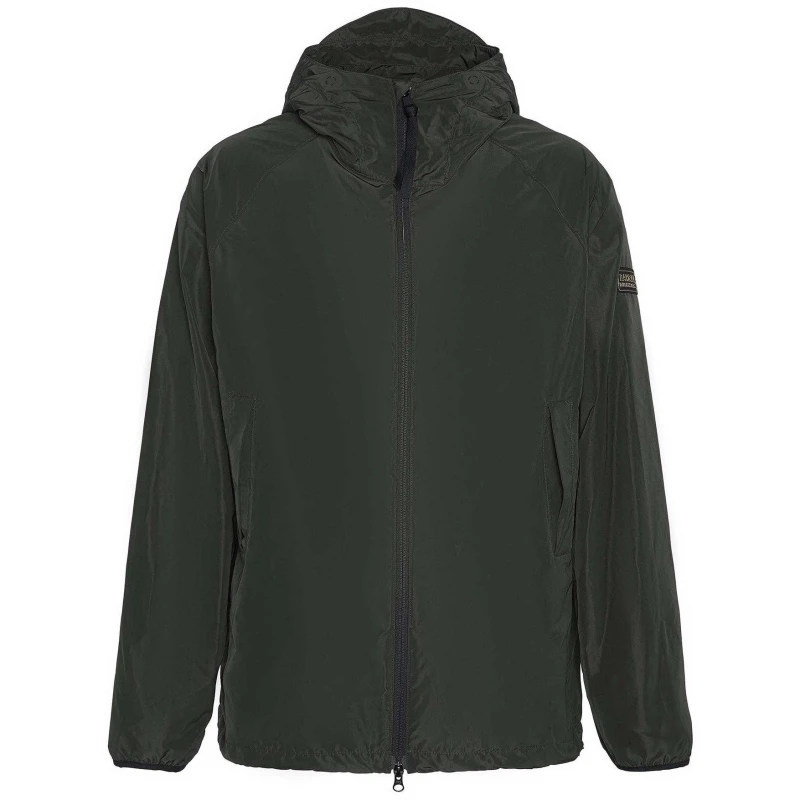 Image of Barbour International Mens Porter Showerproof Hooded Long Sleeve Rain Anorak Sage SG71 male L