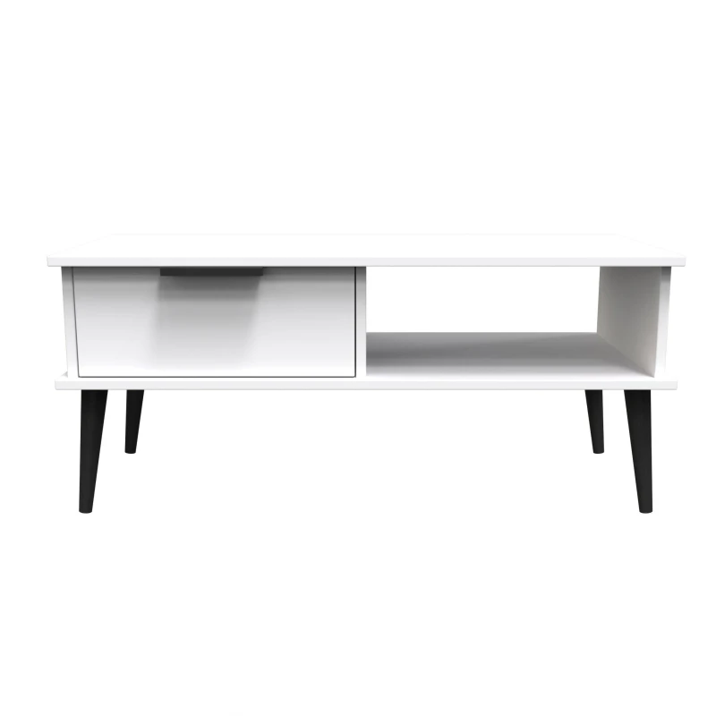 Image of Fuji 1 Drawer Coffee Table In White Matt (Ready Assembled)