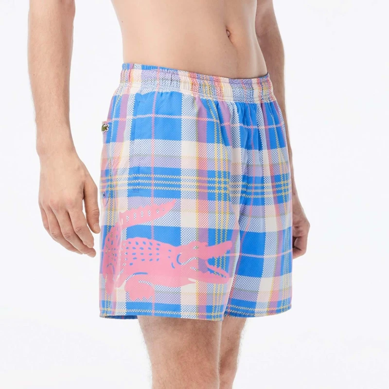 Image of Lacoste Quick Dry Coloured Check Swim Shorts - Multi Multi S