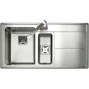 Image of Arlington Kitchen Sink 1.5 Bowl rh Drainer Stainless Steel Waste - Rangemaster