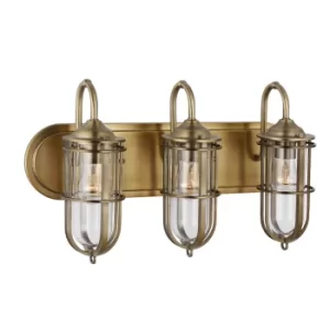 Image of Feiss Urban Restoration 3 Light Wall Light Dark Antique Brass IP44