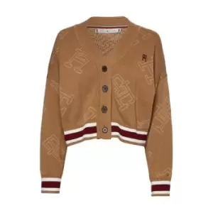 Image of TOMMY HILFIGER All Over Monogram V-Nk Cardi - Beige