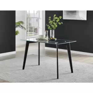 Image of Furniturebox Malmo 4 Seat Rectangle Glass and Black Legs Dining Table