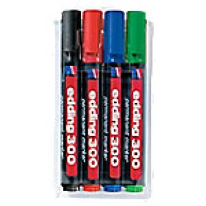 Image of edding 300 Bullet Tip Permanent Marker, Assorted - Pack of 4