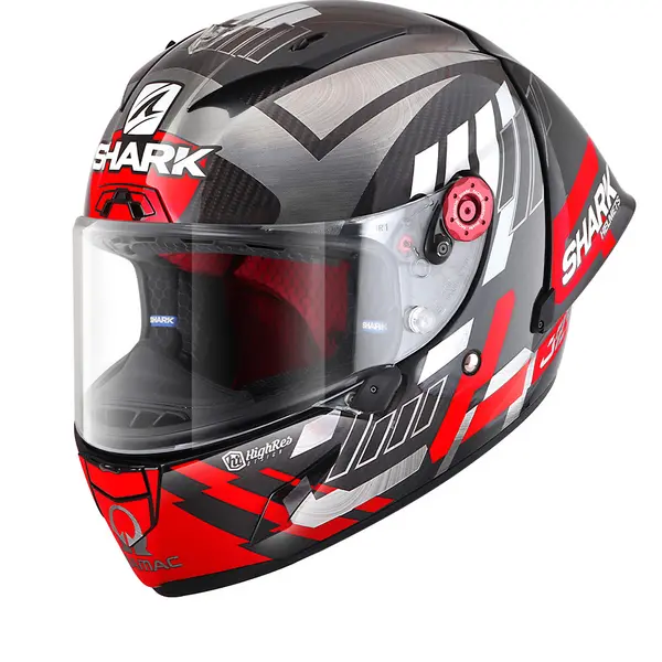 Image of Shark Race-R Pro GP 06 Replica Zarco Winter Test Carbon Chrom Red DUR M